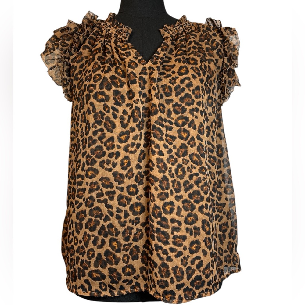 Old Navy Leopard Print Blouse Size Large